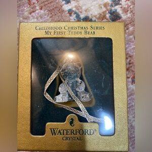 Waterford Crystal Teddy Bear Ornament with Gold Accents